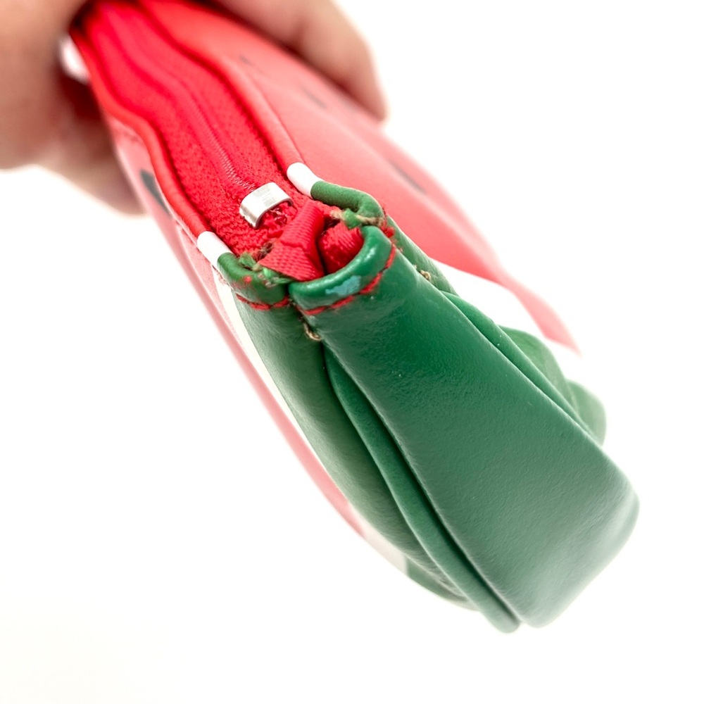 Lillian Vernon Leather Watermelon Slice Motif Pouch Clutch Bag - Picture 9 of 11